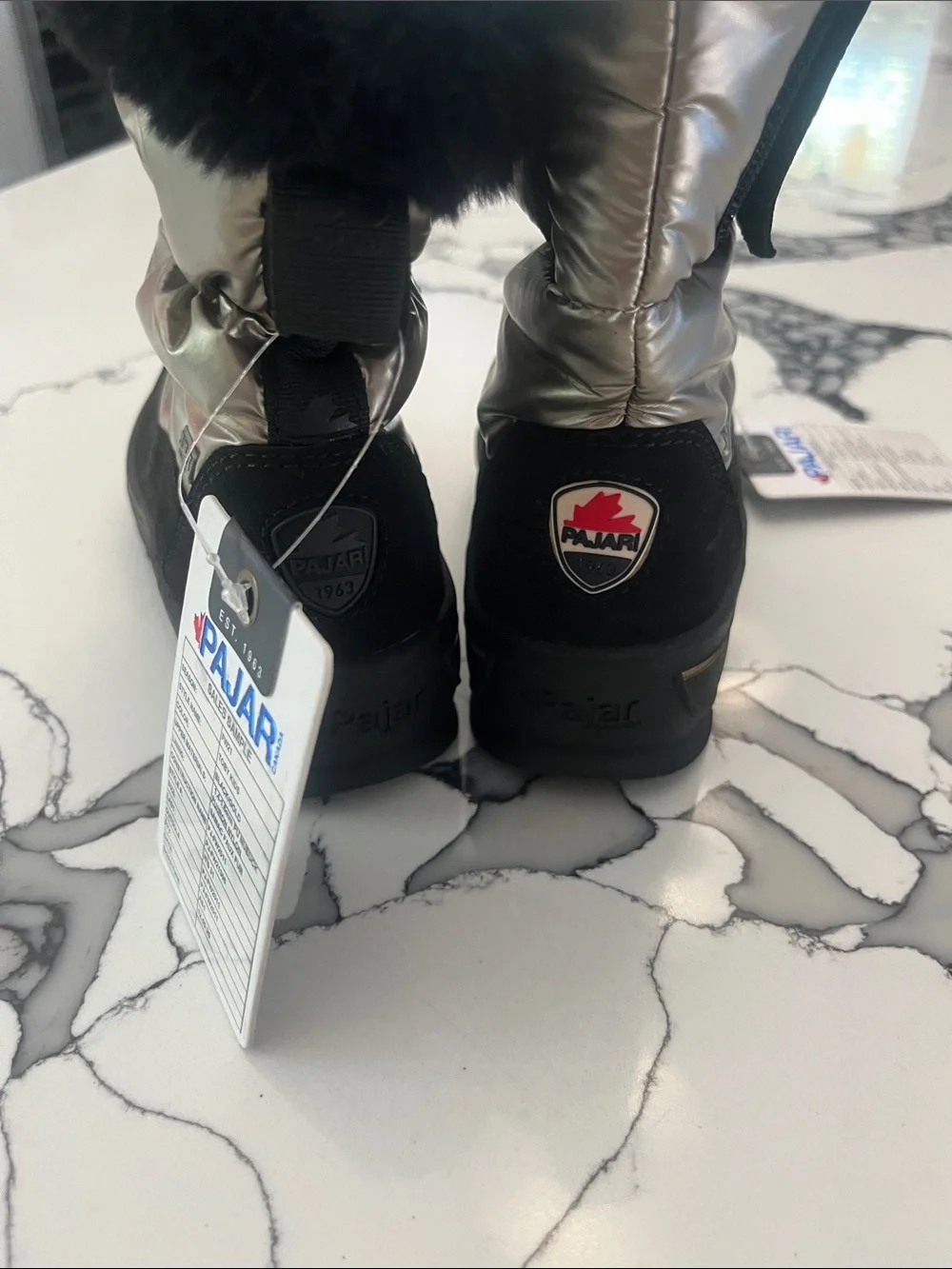 Pajar Metallic Gold and Black Faux Fur Winter Boots, Size 12